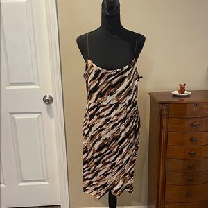 Leith Brown and Black Patterned Midi Dress